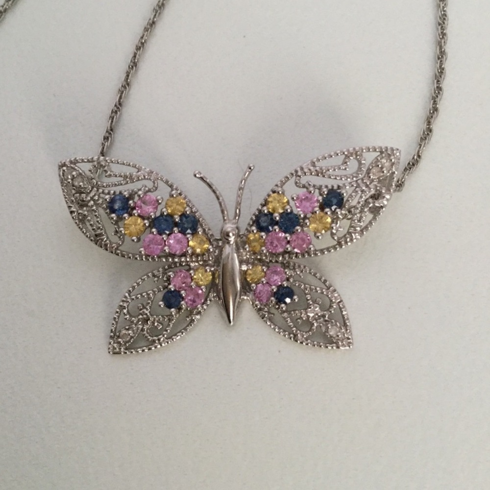 10k, SAPPHIRE BUTTERFLY PENDENT